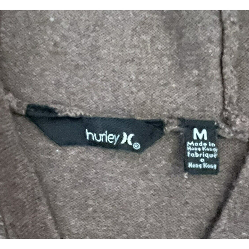 Hurley Y2K Brown Hooded 1/4 Button Pullover Side Logo Ribbed Sweater - Medium - Picture 7 of 8